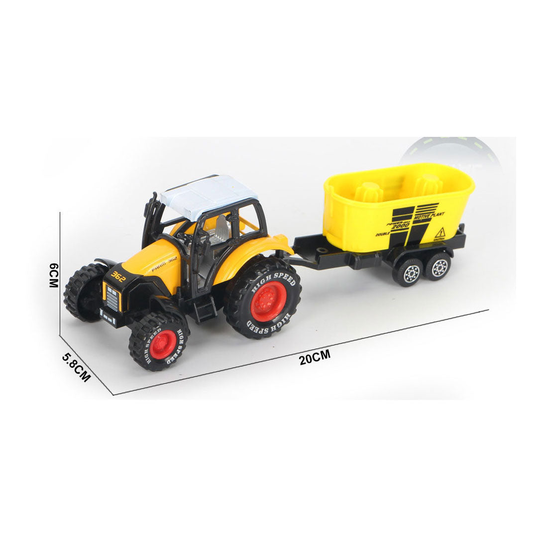Tractor de fundición a presión con remolque y función de retroceso.