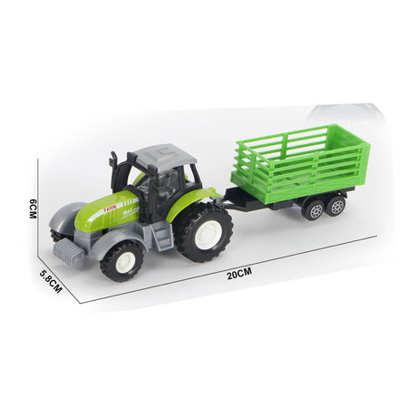 Lobbes Toys BV tractor verde de fundición a presión con remolque y función de retroceso