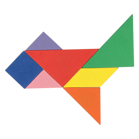Rompecabezas de tangram de madera, 7 piezas.
