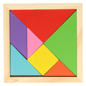 Puzzle tangram de madera de colores, 7 uds.