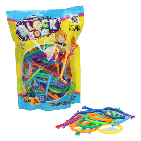 Juguetes de globos, como varillas y anillos de construcción.