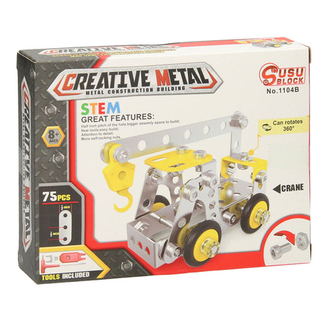 Grúa de construcción con kit de construcción de metal.