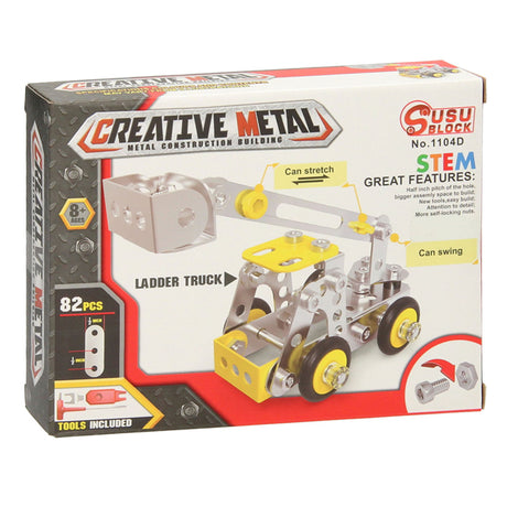 Camión de escalera de construcción con kit de construcción de metal