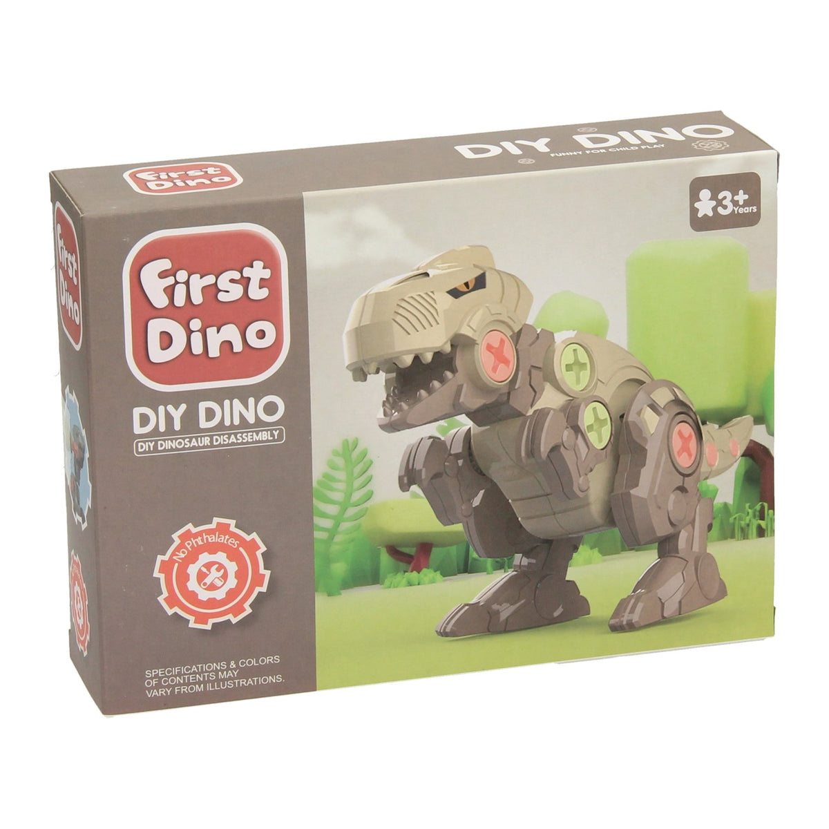 Dinosaurio de tornillo de construcción con herramientas.