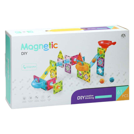 Juego de construcción de pistas de mármol magnético - 61 piezas.