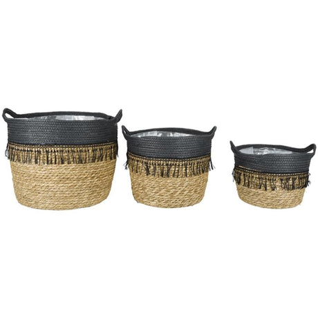 Juego de cestas Gerkimex 3 piezas antracita natural ã˜34xh28 ã˜31x424 ã˜27xh20cm