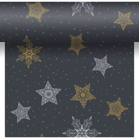 Duni 3 en 1 estrellas de nieve negro 40x480cm