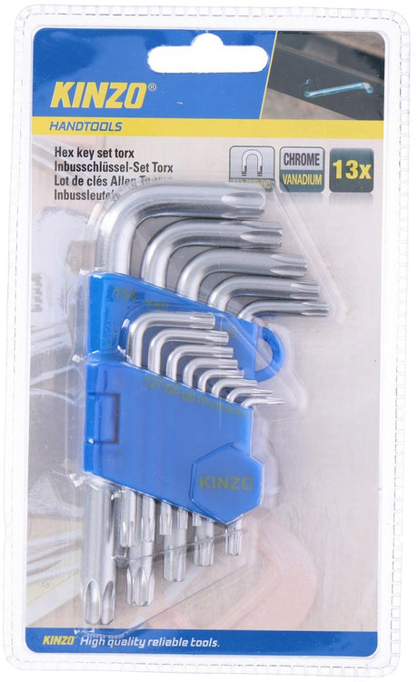 Kinzo torx set - inbussleutelset 13-delig – t7-t55 – magnetische inbussleutels van chroom vanadium staal