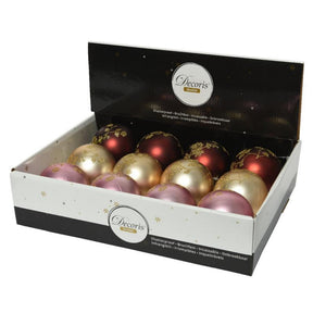 Decoris bolas de Navidad mezclan 12 piezas dorado, rojo y rosa