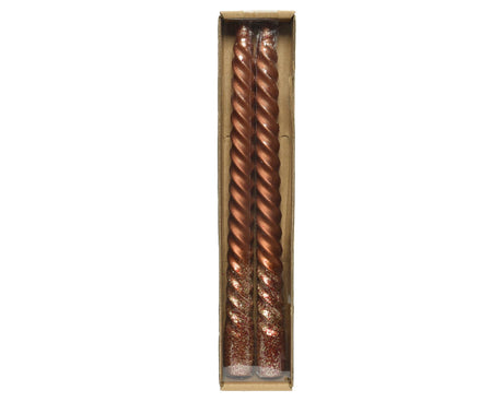 Decoris cena vela remolino canela purpurina 25cm 2 piezas