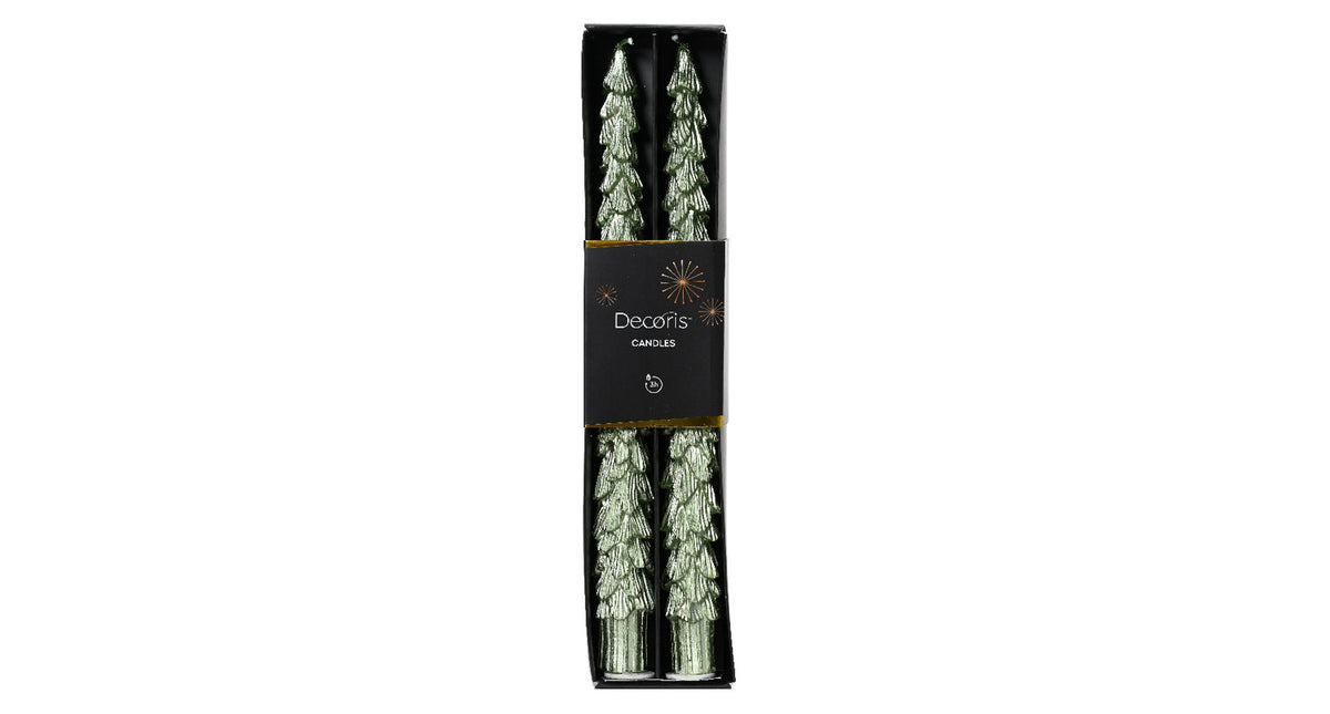 Set 2 dinnerkaars wax ''boom'' wit mint d2,2 h25cm