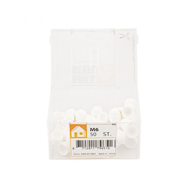 Tapa tuerca m6 plastico blanco bote 50uds.