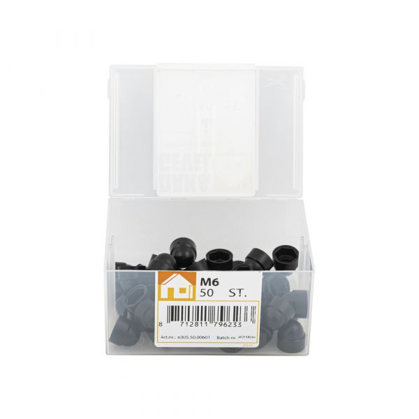 Tapa tuerca m6 plastico negro cubeta 50 uds.