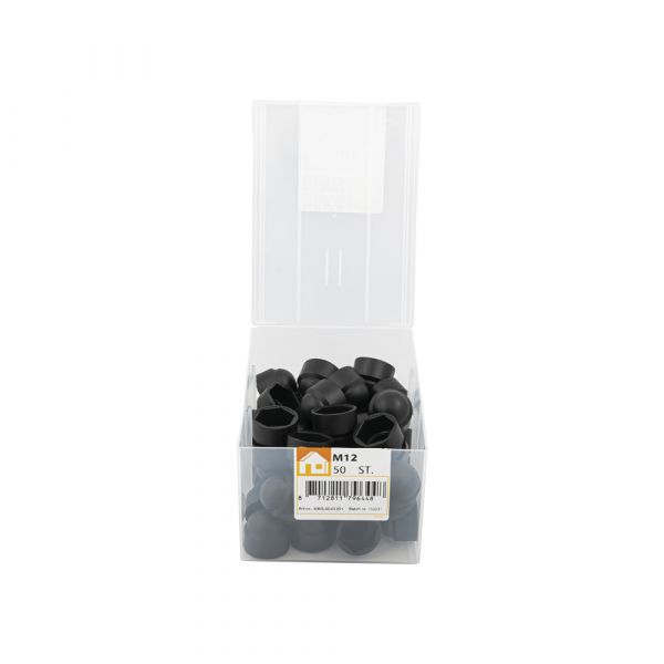 Tapa tuerca m12 plástico negro bote 50 uds.