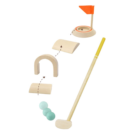 Juego de minigolf de madera Lobbes, 8 piezas.
