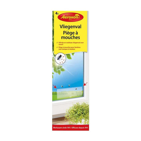 Bsi aeroxon atrapamoscas para ventanas - tira adhesiva transparente - 4 piezas