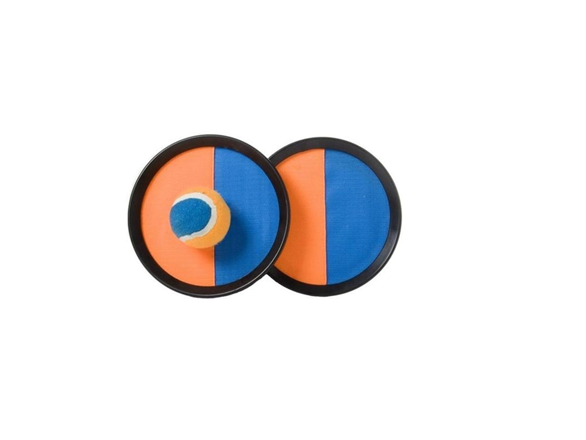 Engelhart Catchball Set naranja azul – Pelota de velcro 19 cm – Juego de playa al aire libre – Juego de reacción para niños y adultos –