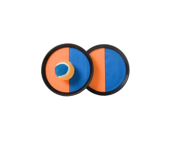 Engelhart Catchball Set naranja azul – Pelota de velcro 19 cm – Juego de playa al aire libre – Juego de reacción para niños y adultos –