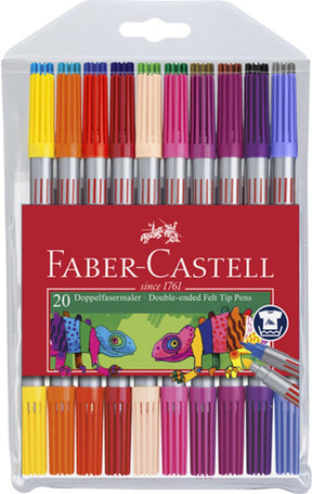 Rotuladores faber-castell - con dos puntas - estuche de plástico con 20 colores - fc-151119
