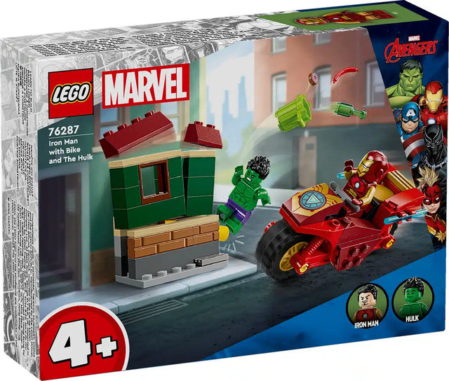 Lego superhéroes 76287 iron man con motocicleta y hulk