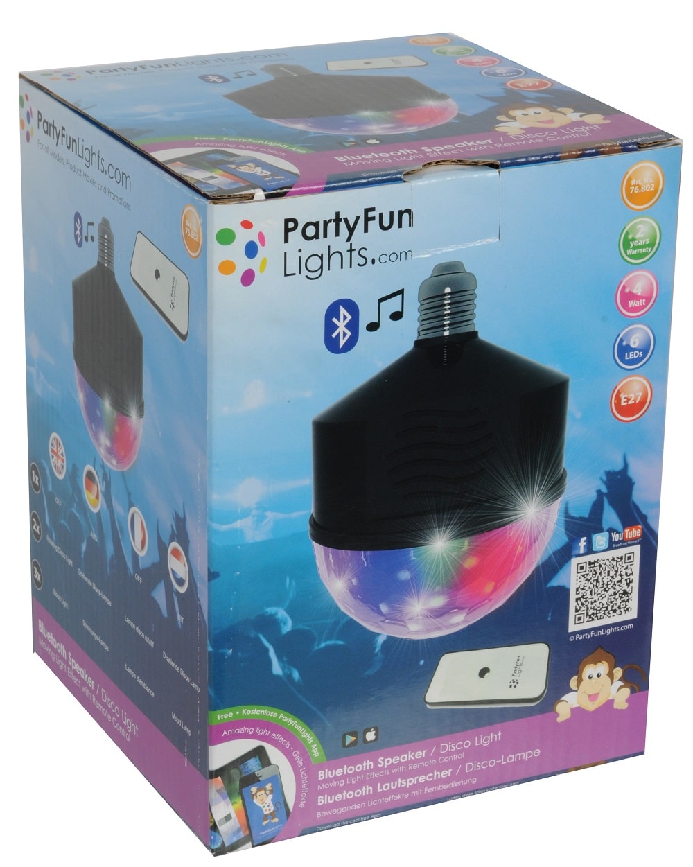 Kotronic party fun luces bola de discoteca con Bluetooth y altavoz