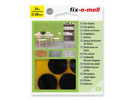 Deslizadores de fieltro fix-o-moll redondos 28mm marrón 24 piezas