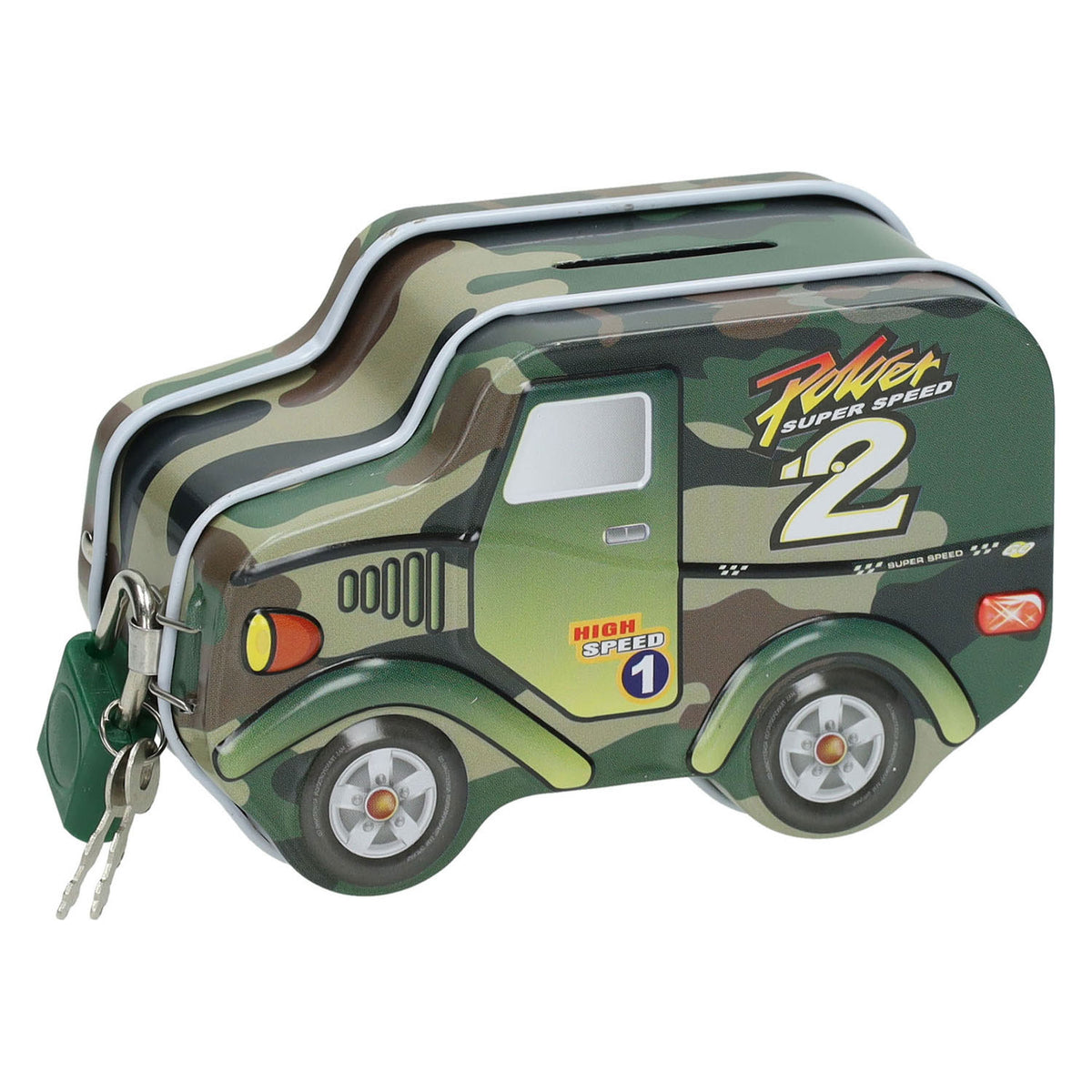 Coche de caja de dinero de hojalata