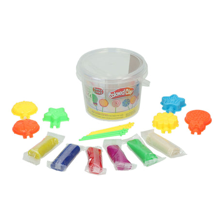 Juego de arcilla en caja de almacenamiento para hacer piruletas - 6 colores de arcilla