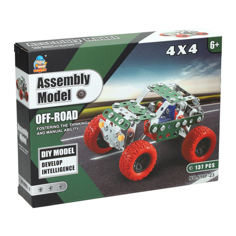 Set de construcción de metal para vehículo todoterreno.