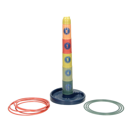 Juego de torre apilable y lanzamiento de aros 2 en 1