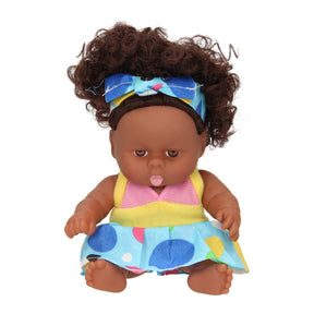 Muñeca bebé rizos con vestido, 22cm