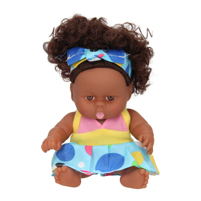 Muñeca bebé rizos con vestido, 22cm