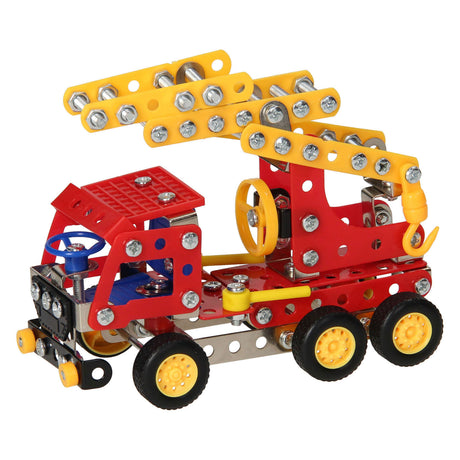 Juego de construcción de metal para camión de bomberos con escalera, 206 uds.