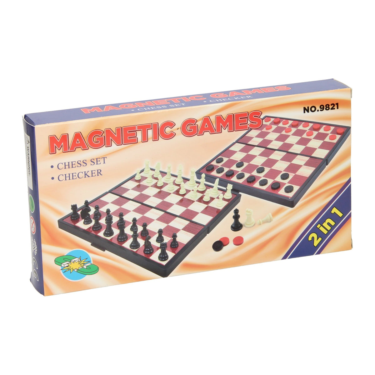 Juego de ajedrez y damas magnético.