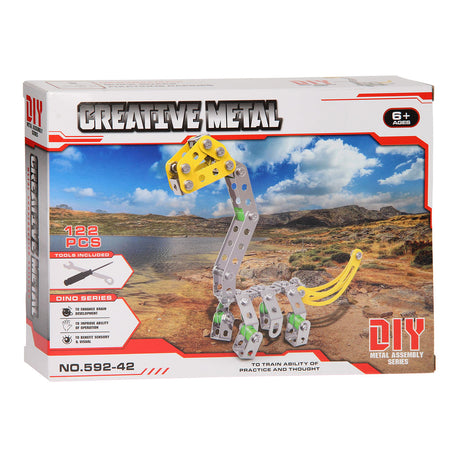 Juego de construcción de dinosaurios de metal, 122 pzs.