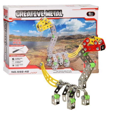 Juego de construcción de dinosaurios de metal, 122 pzs.
