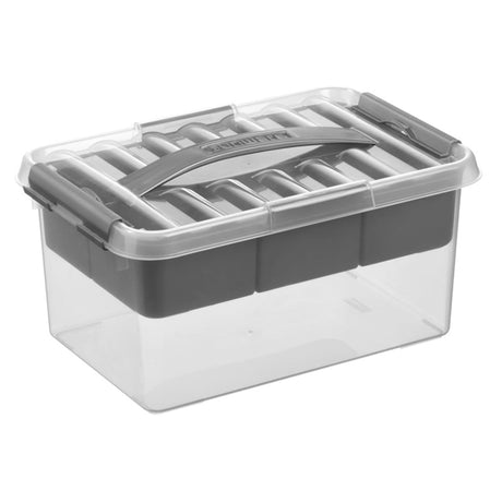 Sunware q-line caja de almacenamiento 6l con inserto - 30x20x14,5 cm - transparente -