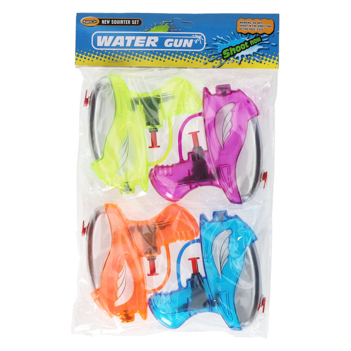 Pistolas de agua transparentes, 4st.