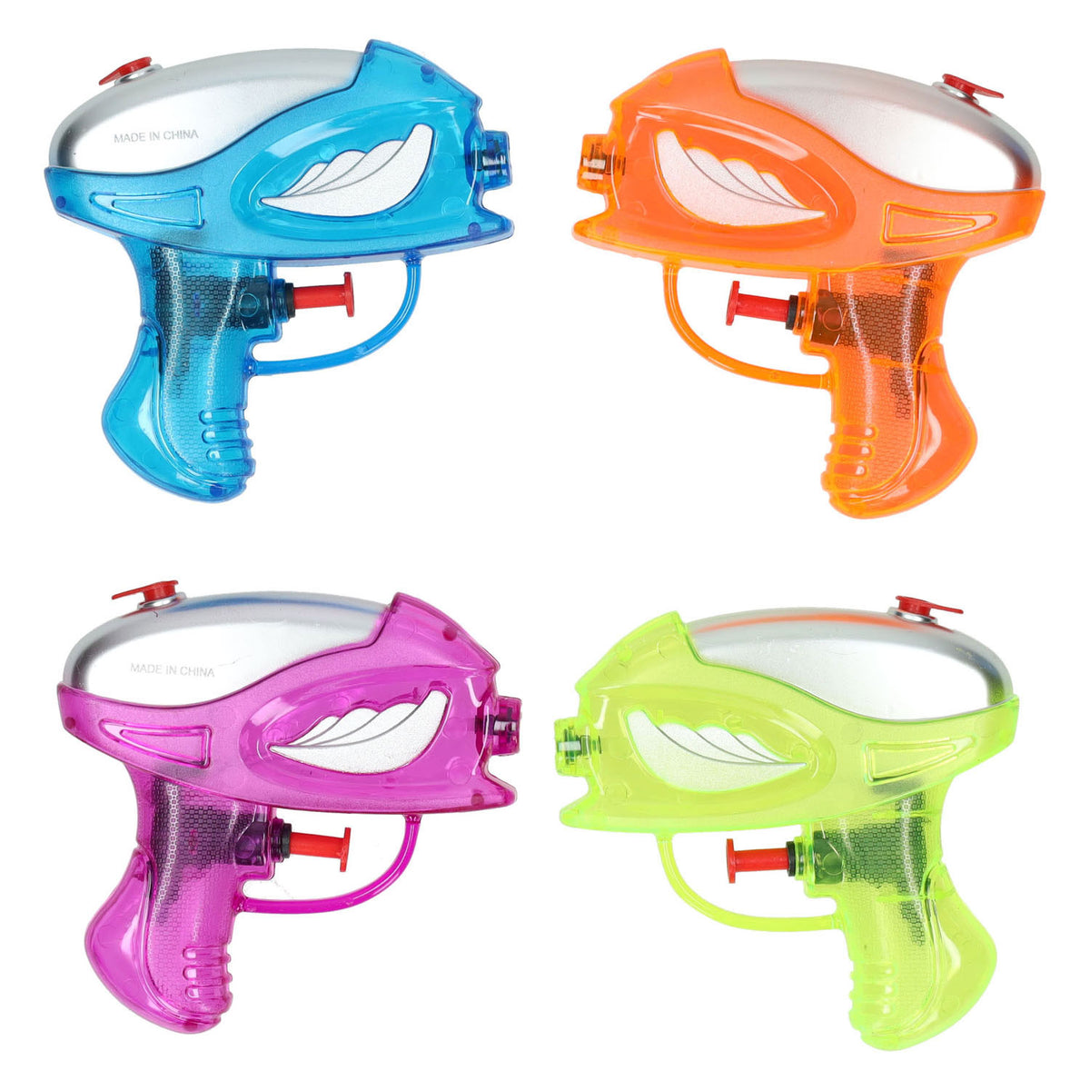 Pistolas de agua transparentes, 4st.