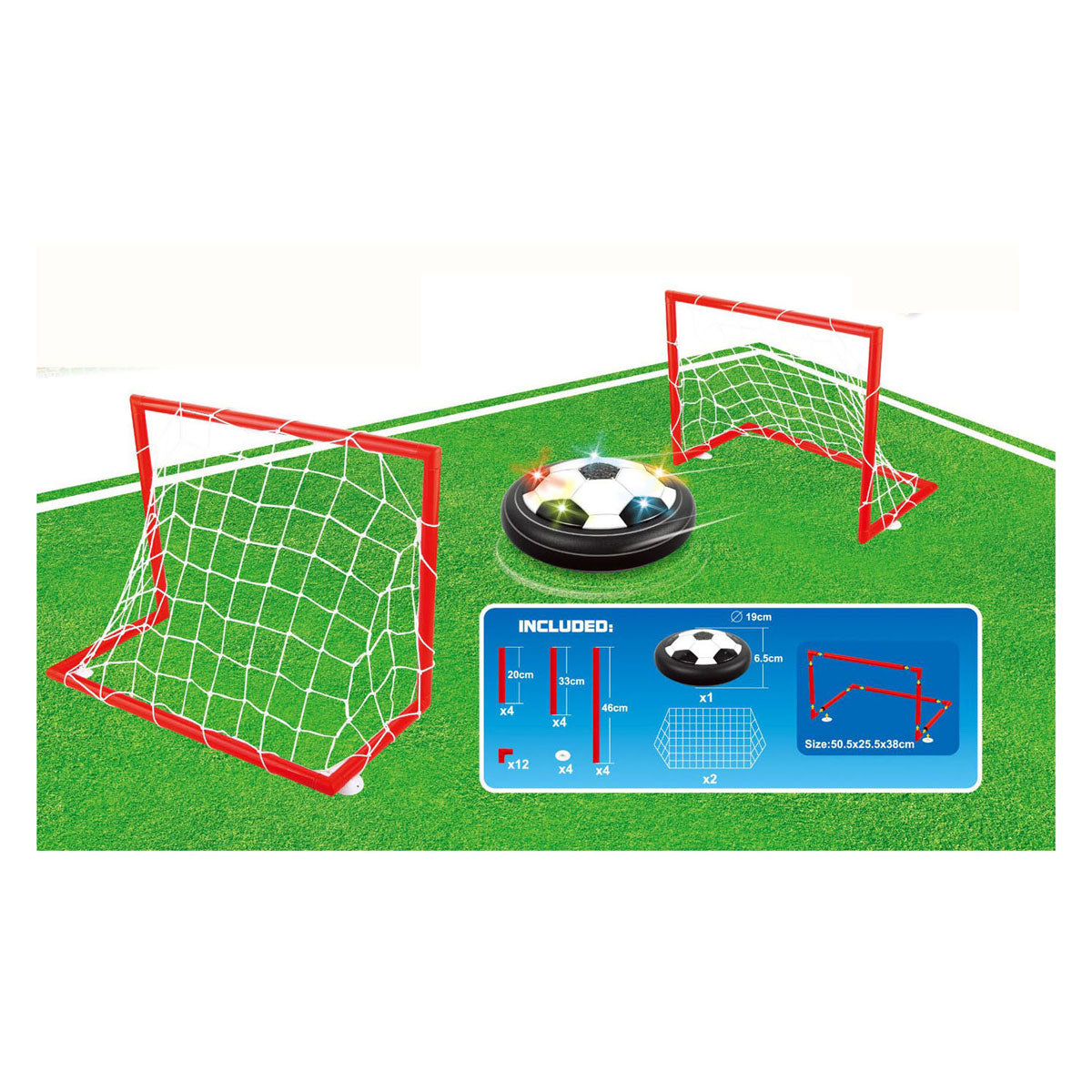 Set de fútbol aéreo completo.