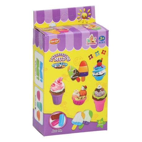 Juego de arcilla para hacer helado - 3 colores de arcilla - 6 piezas.