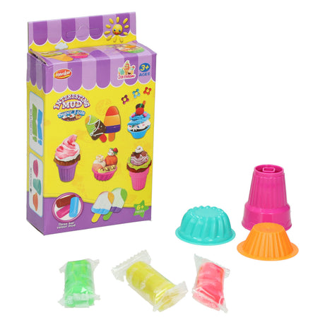 Juego de arcilla para hacer helado - 3 colores de arcilla - 6 piezas.