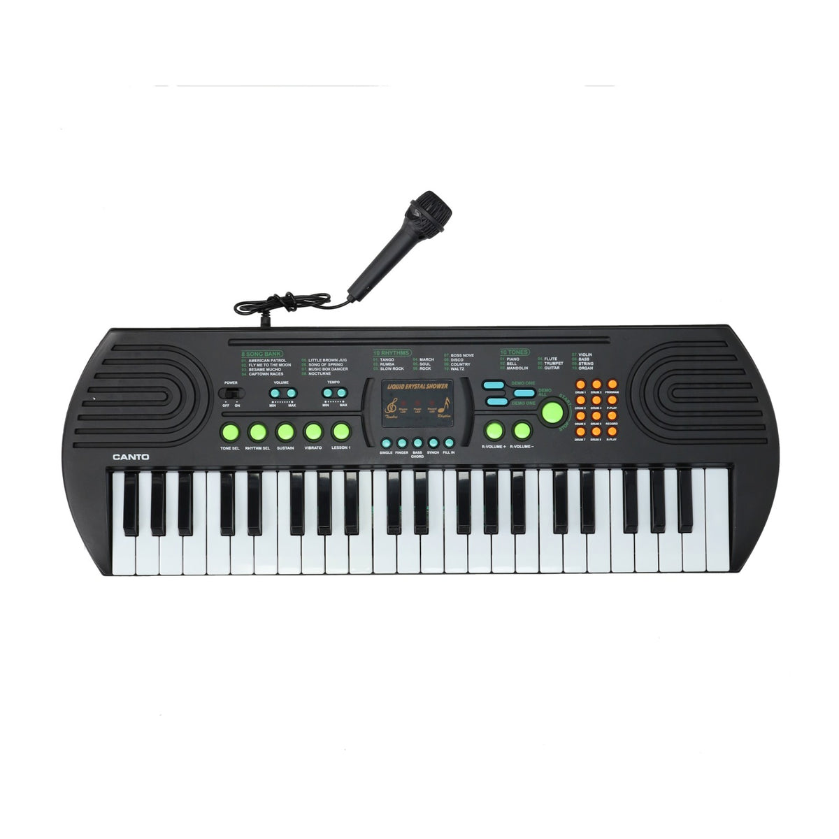 Teclado electrónico con micrófono.