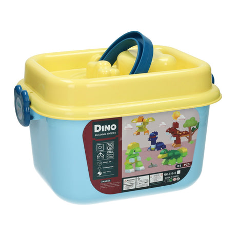 Juego de construcción de dinosaurios Lobbes en caja de almacenamiento - 84 piezas.