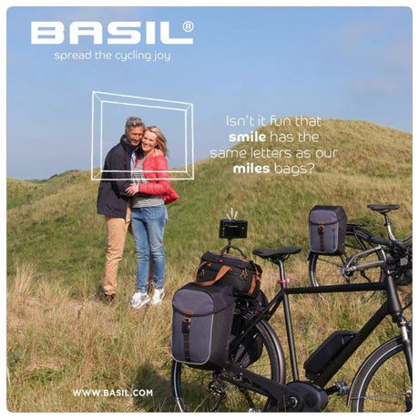 Boba de bicicleta doble de millas de albahaca, impermeable, sistema de puente universal, 34L, antracita negra