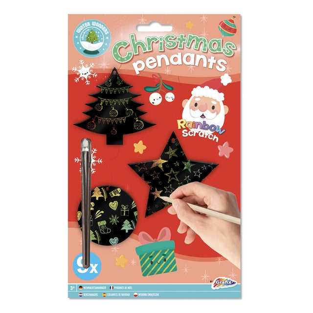 Grafix Navidad 9 colgantes arcoíris scratch art 8,5 cm