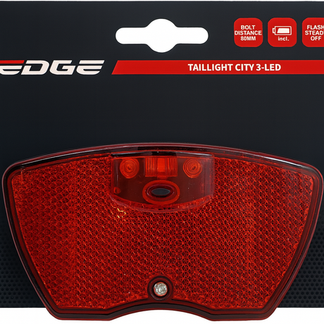 Luz trasera Edge Carrier City - 3 LED -80 mm - pilas incluidas (en tarjeta)