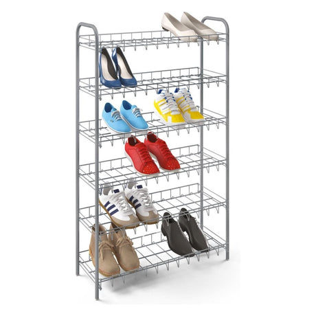 Rack de zapatos Metaltex 6 pisos 64x23x104 cm de plata