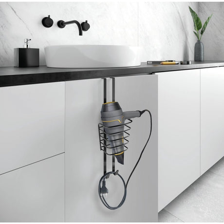 Soporte para secador de pelo Metaltex 11x12x37 cm negro