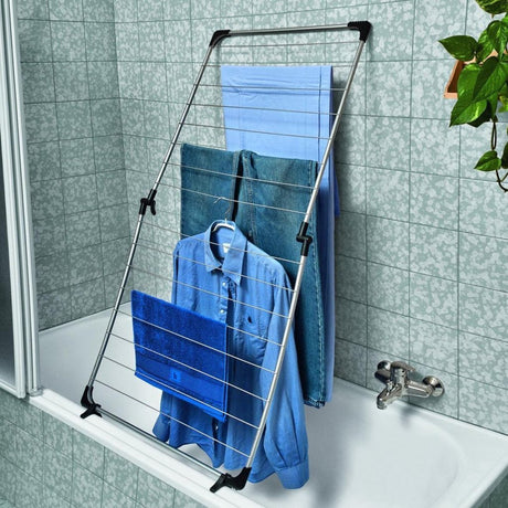 Metaltex tomado - tendedero cervino plus para el baño - 10 metros de longitud de secado - tendedero plegable - gris plateado